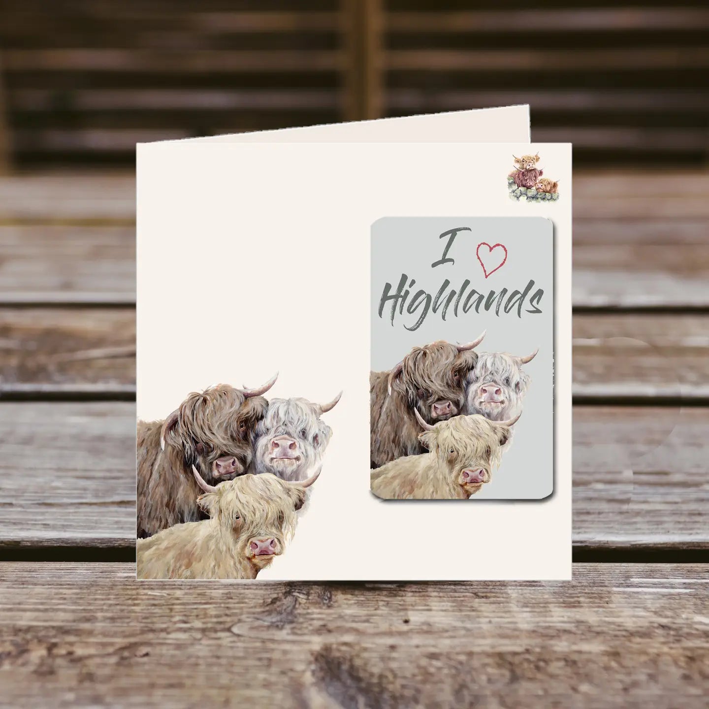 Highland Cow Card and Fridge Magnet