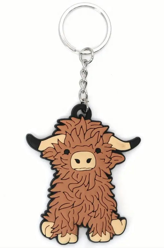 Highland cow keyring