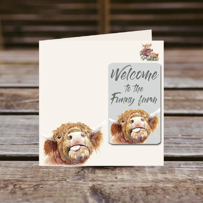 Highland Cow Card and Fridge Magnet